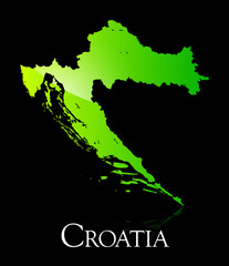 Obraz premium Croatia green shiny map