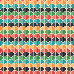 Flat style seamless pattern with colorful semicircles.
