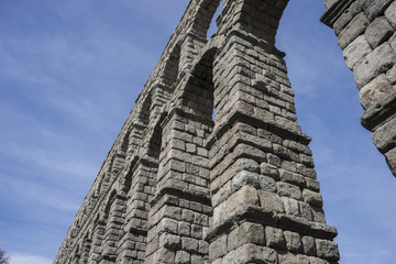 Roman aqueduct of segovia. architectural monument declared patri