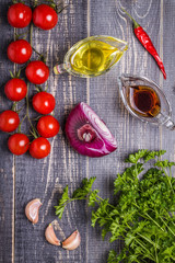 Set of vegetables for sauce salsa