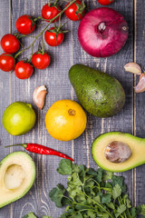 Set of vegetables for sauce guacamole