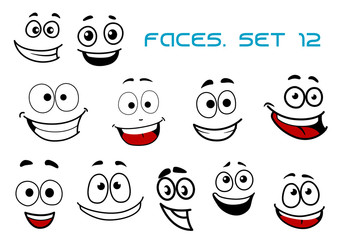 Emotions faces with happiness and fun