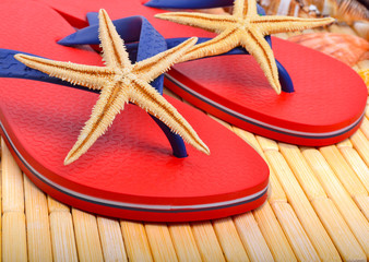 Red flip-flops with starfishes