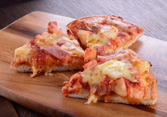 Delicious italian pizza served on wooden