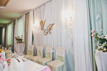 The wedding hall decorated with a fabric 2182.