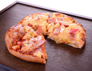 Delicious italian pizza served on wooden