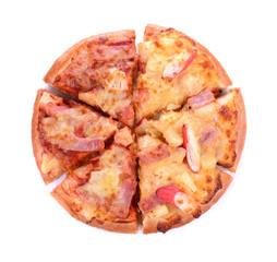 Delicious italian pizza on white
