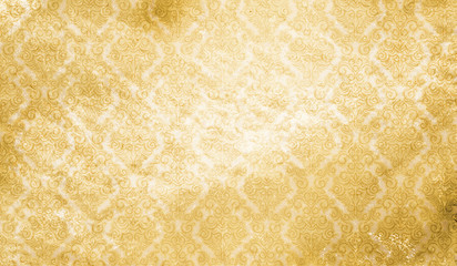 Grunge paper background with damask pattern.