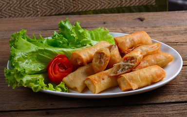 Fried Chinese Traditional Spring rolls food