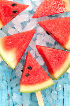 watermelon popsicle yummy fresh summer fruit dessert wood teak
