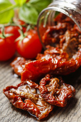 Dried tomatoes in glass jar