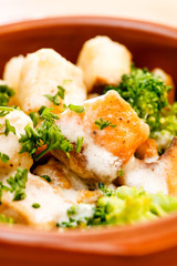 meat and vegetables in the pot