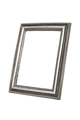 Old silver picture frame isolated over white with clipping path.