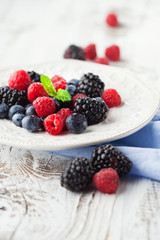 Fresh blueberries, raspberries and blackberries