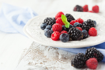 Fresh blueberries, raspberries and blackberries