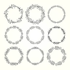 vintage hand drawn decorative frames made of floral elements