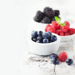 Fresh blueberries, raspberries and blackberries