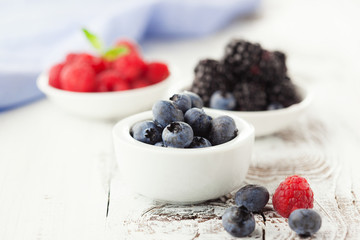 Fresh blueberries, raspberries and blackberries