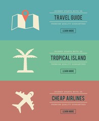 set of vintage travel related banners