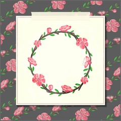 hand drawn floral wreath on a paper