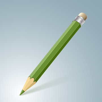 Green pencil. Vector Illustration