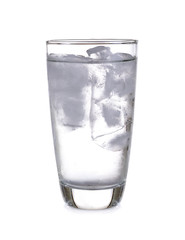 Glass of pure water with ice cubes. Isolated on white background