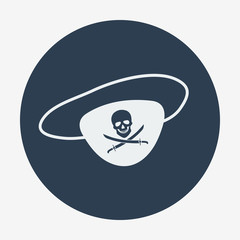 Pirate icon, eye-patch with jolly roger. Flat style vector