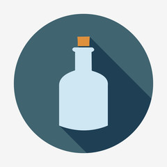 Pirate icon, bottle mail. Flat design vector illustration.