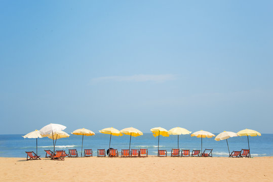 Golden beach and umbella