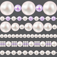 Pearl Realistic Borders Set Vector Illustration