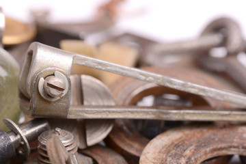 Different screws and other parts, close up