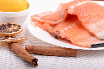 Slice of red fish salmon