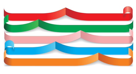 Set of different paper ribbons. Vector