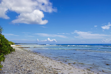 The sunny tropical lagoon on Maldives island