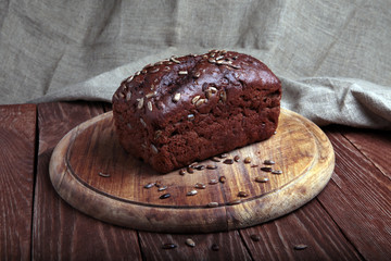 traditional bread  on a wooden cutting board