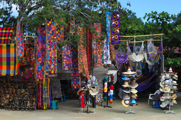 Mexican souvenirs in improvised open-air shop
