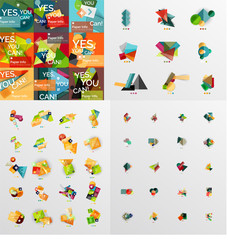 Mega collection of paper graphic banners, labels