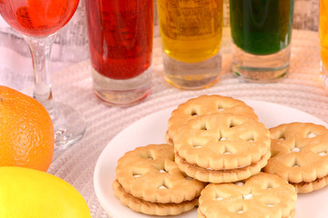 sweet cake on white plate and fruits