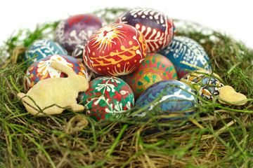 Cookie Easter bunny and Easter painted eggs