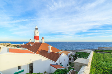 Europa Point lighthouse on a shore of Gibraltar