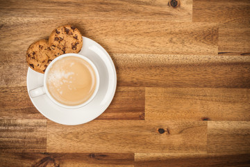 Cup of coffee from aerial view