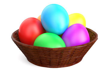 Fototapeta na wymiar Easter basket filled with colorful eggs
