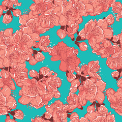 Cherry blossom, sakura seamless pattern.