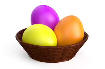 Easter eggs in a wicker basket