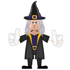 Unfriendly old witch magic halloween cartoon character