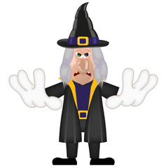 Unfriendly old witch magic halloween cartoon character