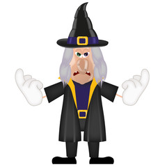 Unfriendly old witch magic halloween cartoon character