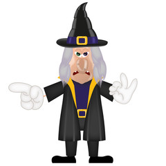 Unfriendly old witch magic halloween cartoon character