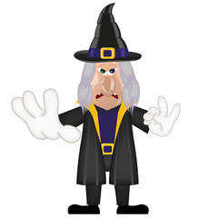 Unfriendly old witch magic halloween cartoon character