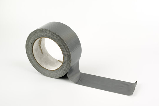 Silver Duct Tape On A White Background